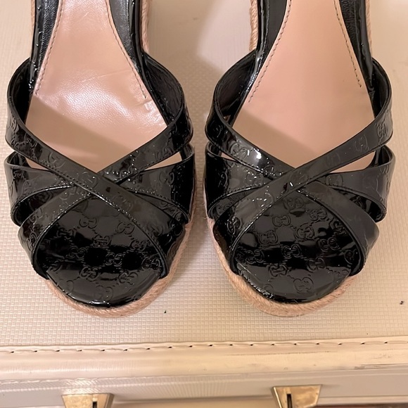 Gucci Monogram Vernice Microguccissima Espadrille Wedges - Picture 10 of 11